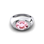 Classic Dome Shaped Diamond Oval Cut Morganite Ring - GeumJewels