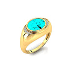 Classic Dome Shaped Diamond Oval Cut Paraiba Tourmaline Ring - GeumJewels