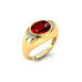 Classic Dome Shaped Diamond Oval Cut Ruby Ring - GeumJewels