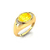 Classic Dome Shaped Diamond Oval Cut Yellow Sapphire Ring - GeumJewels