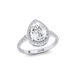 Classic Pear Shaped Lab Diamond Halo Diamond Engagement Ring - GeumJewels