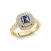 Double Halo Diamond Cushion Cut Alexandrite Ring - GeumJewels