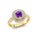 Double Halo Diamond Cushion Cut Amethyst Ring - GeumJewels