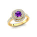 Double Halo Diamond Cushion Cut Amethyst Ring - GeumJewels