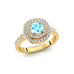 Double Halo Diamond Cushion Cut Aquamarine Ring - GeumJewels