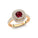 Double Halo Diamond Cushion Cut Garnet Ring - GeumJewels