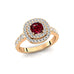 Double Halo Diamond Cushion Cut Garnet Ring - GeumJewels