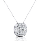 Double Halo Diamond Cushion Cut Lab Diamond Necklace - GeumJewels