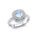 Double Halo Diamond Cushion Cut Moonstone Ring - GeumJewels