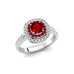Double Halo Diamond Cushion Cut Ruby Ring - GeumJewels