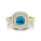 Double Halo Diamond Cushion Cut Swiss Blue Topaz Ring - GeumJewels