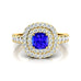 Double Halo Diamond Cushion Cut Tanzanite Ring - GeumJewels