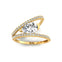 Fashionable V Shaped Diamond Ring with Pear Cut Lab Diamond - GeumJewels
