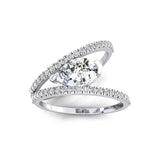 Fashionable V Shaped Diamond Ring with Pear Cut Lab Diamond - GeumJewels