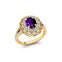 Flower Inspired Cluster Diamond Oval Amethyst Engagement Ring - GeumJewels