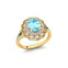 Flower Inspired Cluster Diamond Oval Aquamarine Engagement Ring - GeumJewels