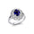 Flower Inspired Cluster Diamond Oval Blue Sapphire Engagement Ring - GeumJewels