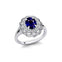Flower Inspired Cluster Diamond Oval Blue Sapphire Engagement Ring - GeumJewels