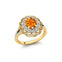 Flower Inspired Cluster Diamond Oval Citrine Engagement Ring - GeumJewels