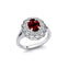 Flower Inspired Cluster Diamond Oval Garnet Engagement Ring - GeumJewels