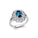 Flower Inspired Cluster Diamond Oval London Blue Topaz Engagement Ring - GeumJewels