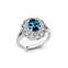 Flower Inspired Cluster Diamond Oval London Blue Topaz Engagement Ring - GeumJewels