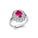 Flower Inspired Cluster Diamond Oval Pink Sapphire Engagement Ring - GeumJewels