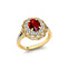Flower Inspired Cluster Diamond Oval Ruby Engagement Ring - GeumJewels