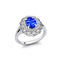 Flower Inspired Cluster Diamond Oval Tanzanite Engagement Ring - GeumJewels