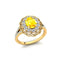 Flower Inspired Cluster Diamond Oval Yellow Sapphire Engagement Ring - GeumJewels