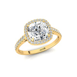 Halo Diamond Engagement Ring with Cushion Cut Lab Diamond - GeumJewels