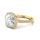 Halo Diamond Engagement Ring with Cushion Cut Lab Diamond - GeumJewels