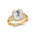 Halo Set Emerald Shaped Lab Diamond Split Shank Ring with Accent Diamonds - GeumJewels