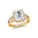 Halo Set Emerald Shaped Lab Diamond Split Shank Ring with Accent Diamonds - GeumJewels