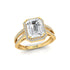 Halo Set Emerald Shaped Lab Diamond Split Shank Ring with Accent Diamonds - GeumJewels