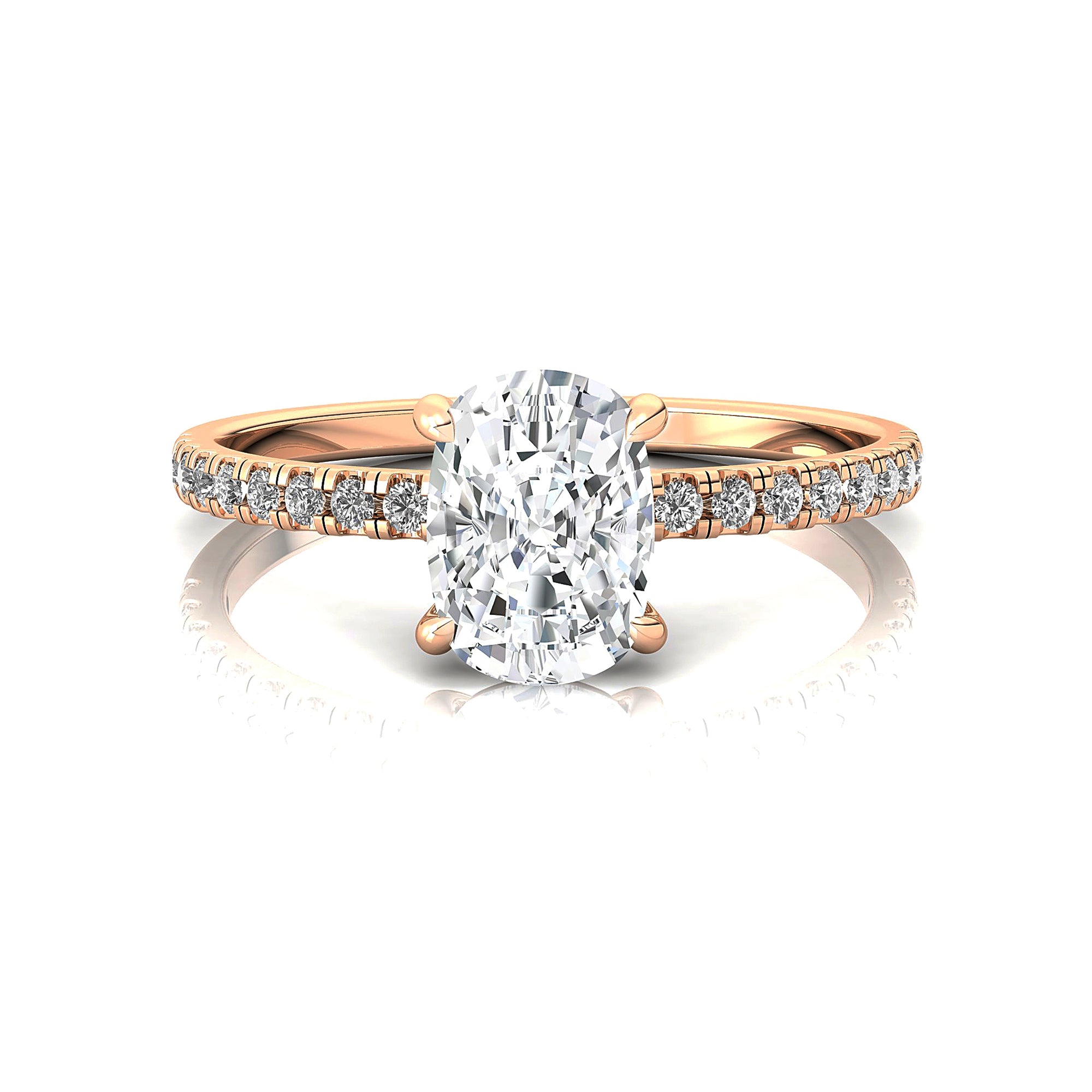 Long Cushion Lab Diamond Thin Diamond Promise Ring - GeumJewels