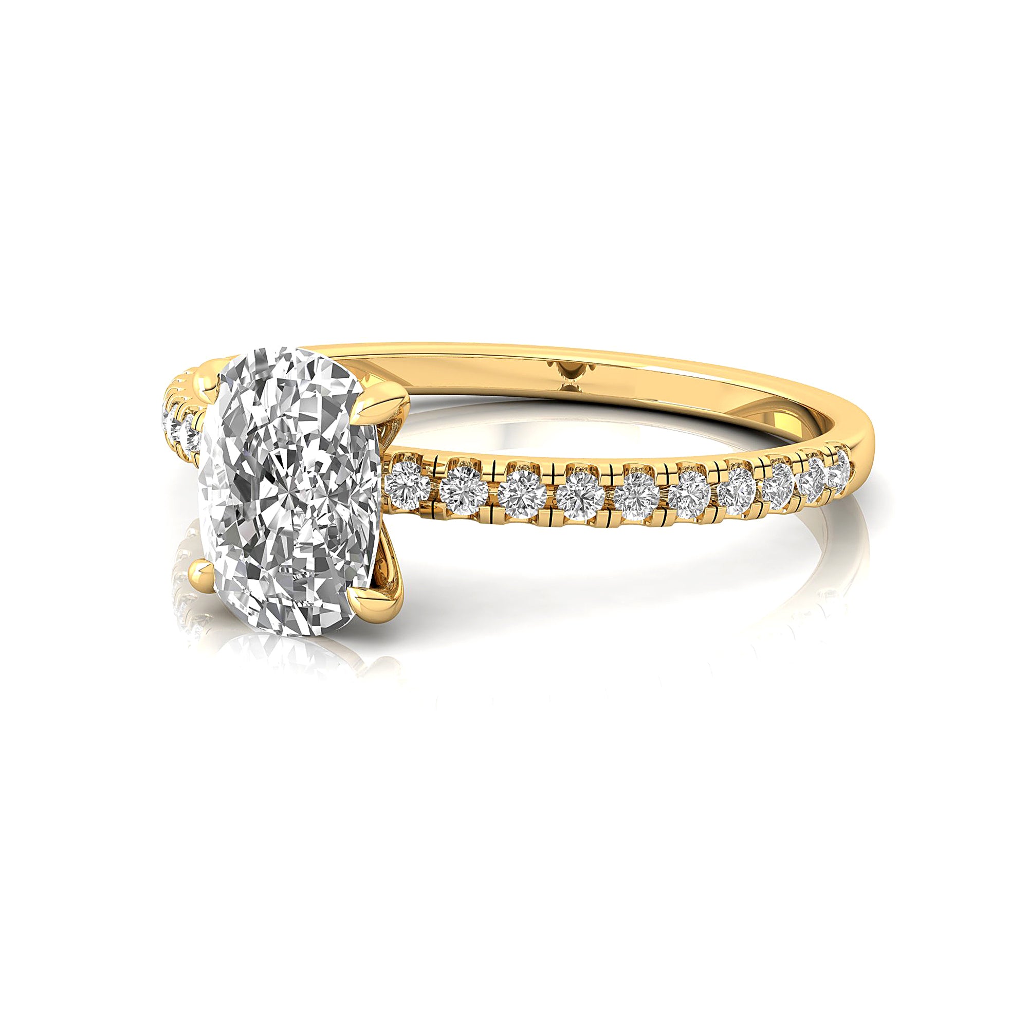 Long Cushion Lab Diamond Thin Diamond Promise Ring - GeumJewels