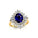 Oval Solitaire Blue Sapphire Baguette and Round Diamond Cocktail Ring - GeumJewels