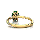 Oval Solitaire Emerald Ring with Twisted Wire Diamond Band - GeumJewels