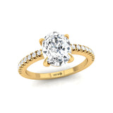 Oval Solitaire Lab Diamond with Accent Diamonds Engagement Ring - GeumJewels