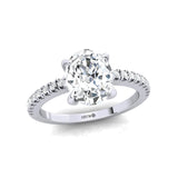 Oval Solitaire Lab Diamond with Accent Diamonds Engagement Ring - GeumJewels