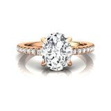 Oval Solitaire Lab Diamond with Accent Diamonds Engagement Ring - GeumJewels