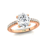 Oval Solitaire Lab Diamond with Accent Diamonds Engagement Ring - GeumJewels