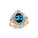 Oval Solitaire London Blue Topaz Baguette and Round Diamond Cocktail Ring - GeumJewels