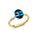 Oval Solitaire London Blue Topaz Ring with Twisted Wire Diamond Band - GeumJewels
