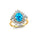 Oval Solitaire Swiss Blue Topaz Baguette and Round Diamond Cocktail Ring - GeumJewels