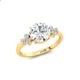 Trio Diamond Engagement Ring with Round Solitaire Lab Diamond - GeumJewels