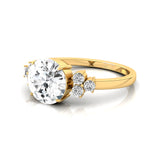 Trio Diamond Engagement Ring with Round Solitaire Lab Diamond - GeumJewels