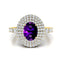 Triple Halo Diamond Oval Cut Amethyst Cocktail Ring - GeumJewels