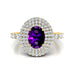 Triple Halo Diamond Oval Cut Amethyst Cocktail Ring - GeumJewels